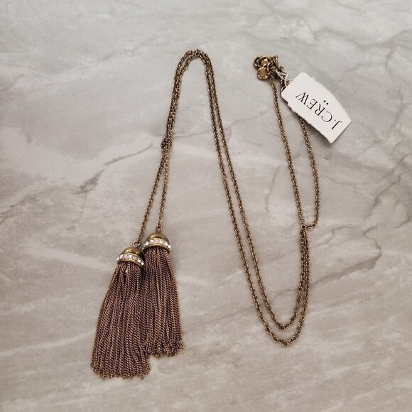 J. Crew Jewelry - ✨ NEW J.Crew Double Tassel Rhinestones Crystal Pave Pendant Necklace ✨